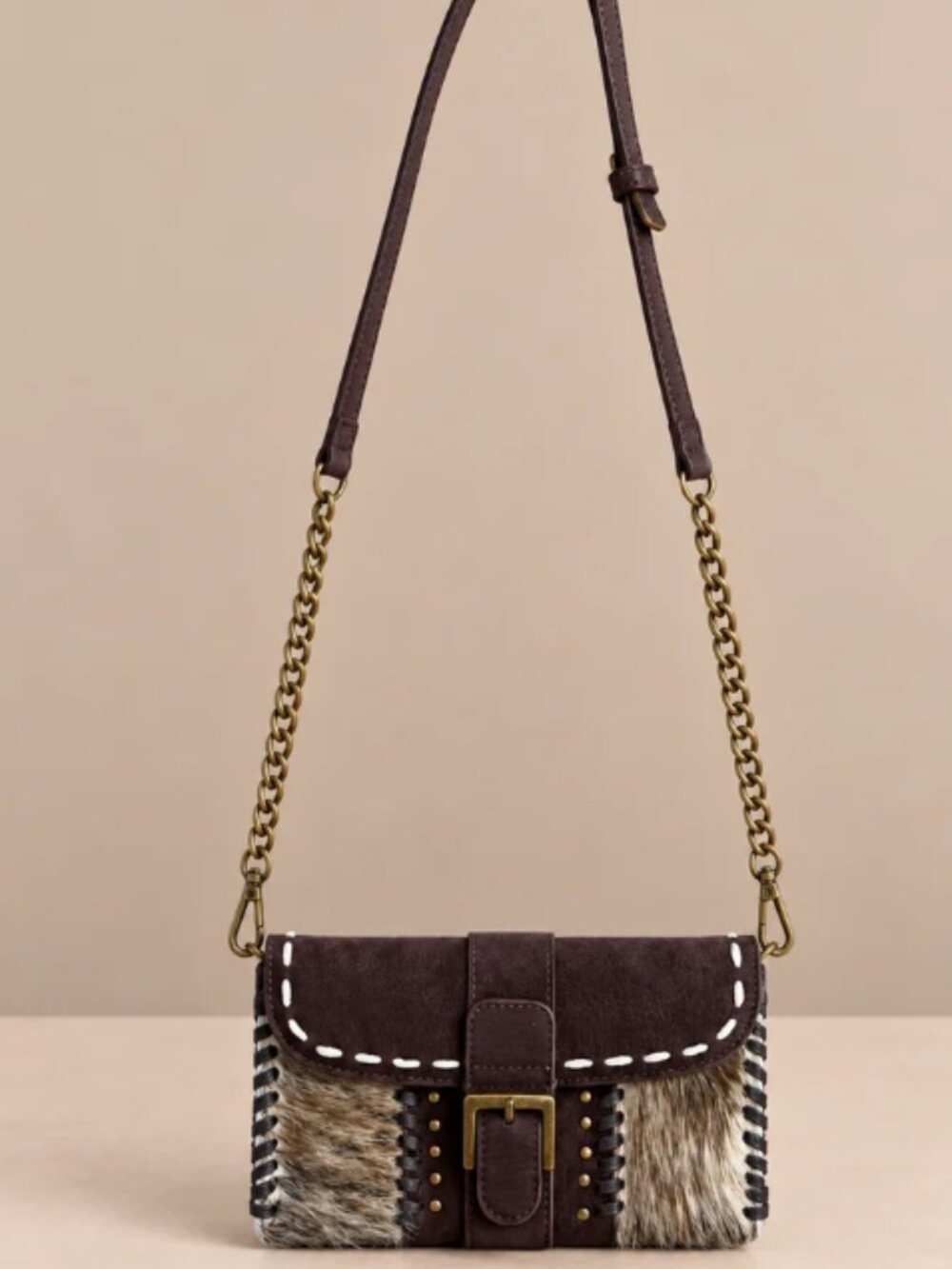 Trinity Ranch Genuine Cowhide Western Wallet Crossbody Bag Coffee-NWT